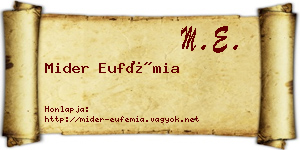 Mider Eufémia névjegykártya